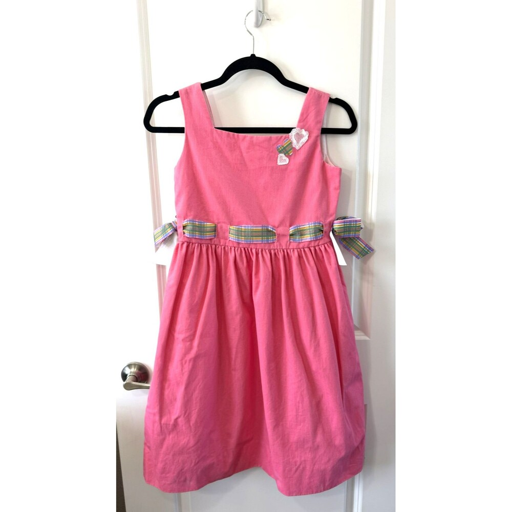 Vintage Chocolate Soup Pink Floral Jumper Dress Size 10 USA Made 80s *Flaw